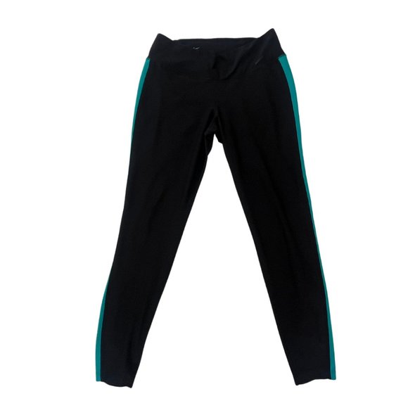 Black womens Nike Dri Fit Black Teal/Green Power Training Poly Tight size Large - Picture 1 of 4
